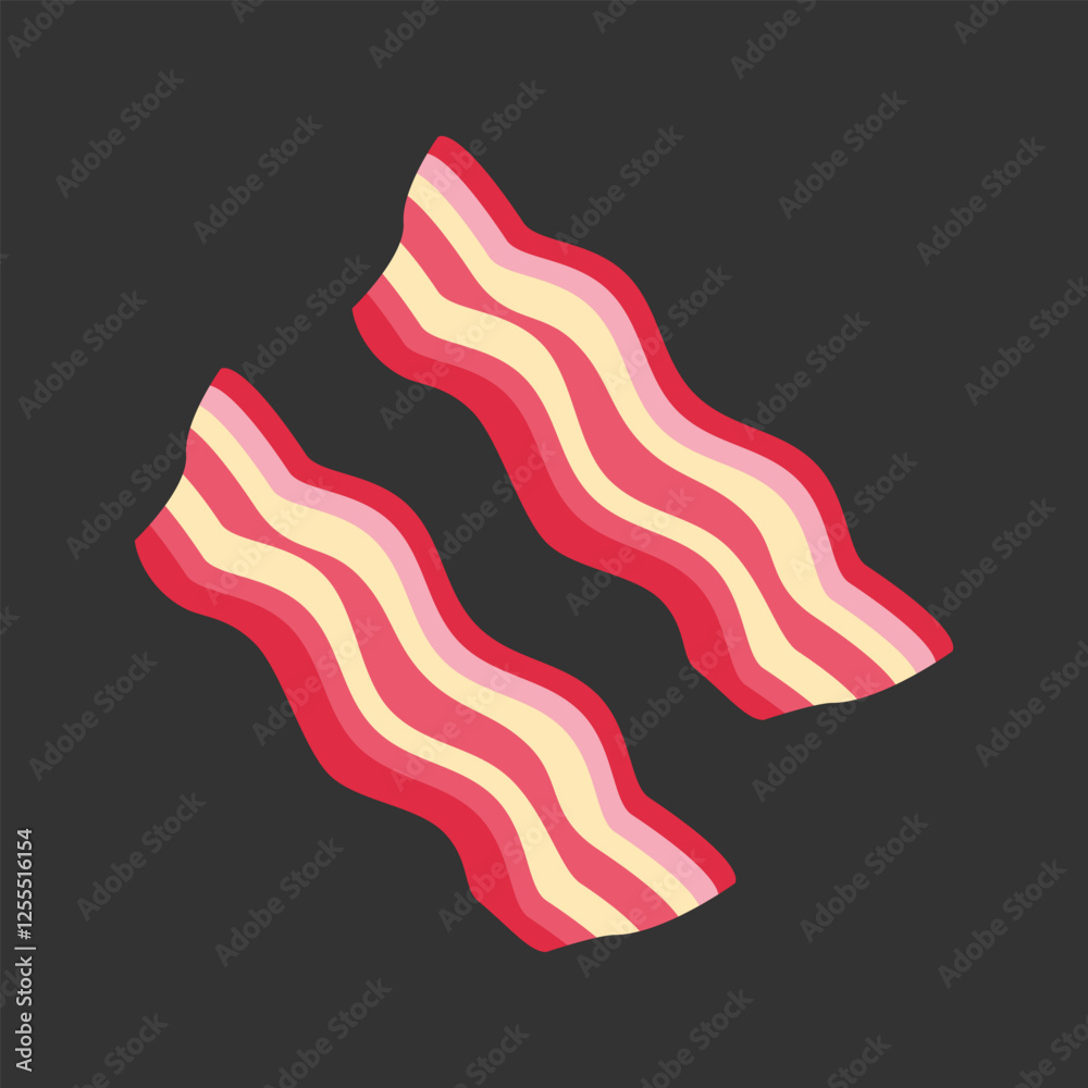 Fried Bacon Strips Icon - Crispy Bacon for Burgers and Sandwiches - Vector Illustration Fried Bacon Strips Icon - Crispy Bacon for Burgers and Sandwiches - Vector Illustration