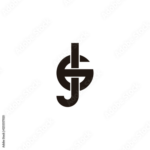 Letter J number 6 square circle geometric symbol simple logo vector