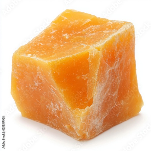 Orange Wax Cube Against White Background
