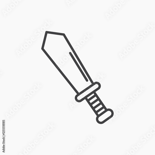 Sword vector icon isolated in black line