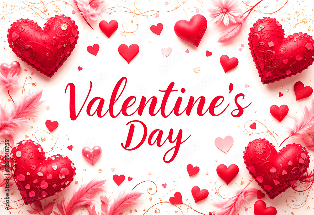 A vibrant and festive Valentine's Day with hearts A vibrant and festive Valentine's Day with hearts