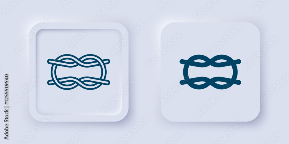 Filled and outline Nautical rope knots icon isolated on grey background. Rope tied in a knot. Square button. Vector Filled and outline Nautical rope knots icon isolated on grey background. Rope tied in a knot. Square button. Vector