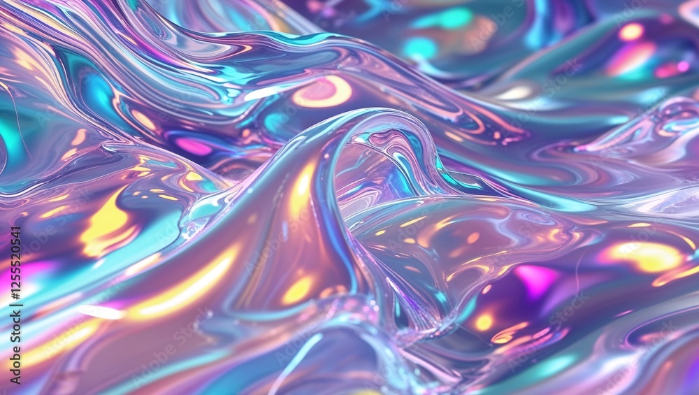 Naklejka premium An ultra detailed abstract background showcases flowing shapes with shimmering colors. The intricate design offers a vibrant and dynamic appearance, ideal for various creative uses