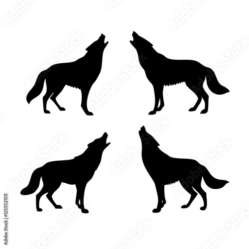 Wolf Vector Icon Collection - Elegant Silhouettes for Spirituality and Wilderness Projects