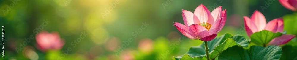Delicate pink petals fall from a lush green stem, pink, growth Delicate pink petals fall from a lush green stem, pink, growth