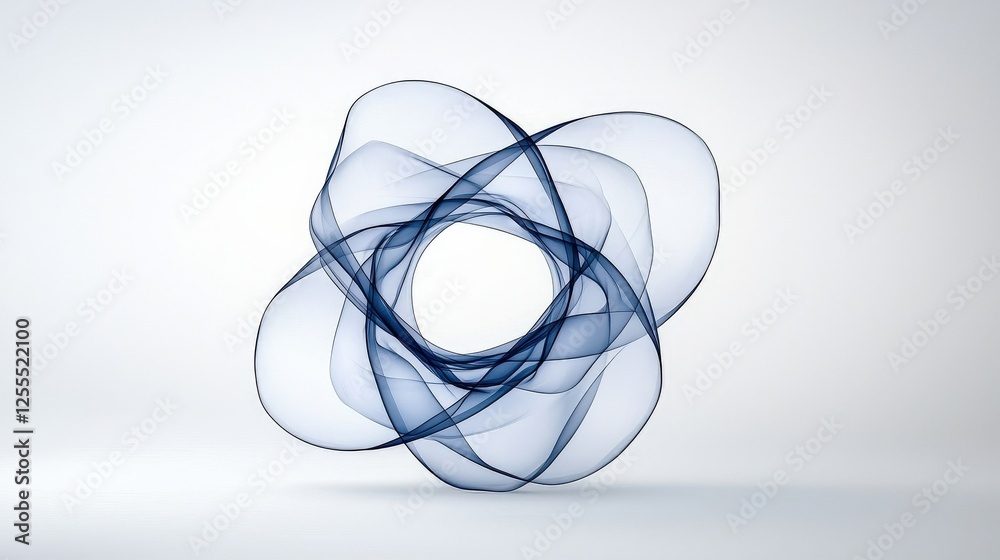 Abstract blue shape with flowing transparent curves on a light background Abstract blue shape with flowing transparent curves on a light background