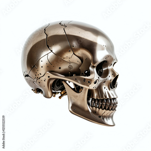 Metallic skull. Isolated on...