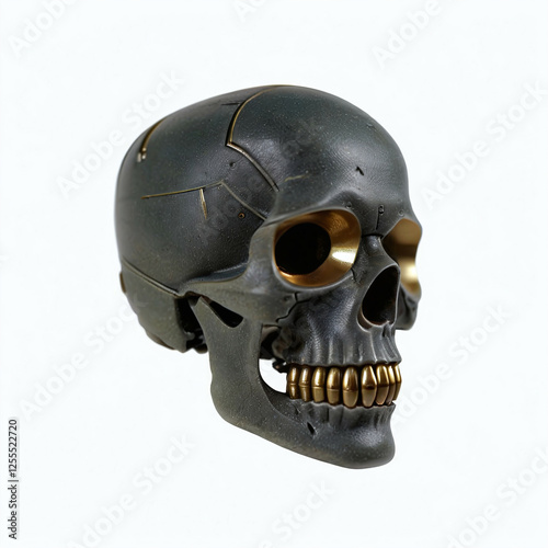 Skull made of stone and met...