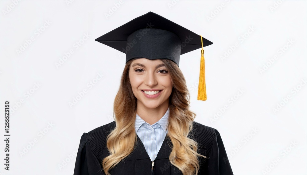 Graduate cap hat with tassel. University or student academic cap, white background
Graduate cap hat with tassel. University or student academic cap, white background