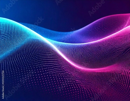 3d rendering, abstract background of multicolored neon wavy lines glowing in the dark. Generated image