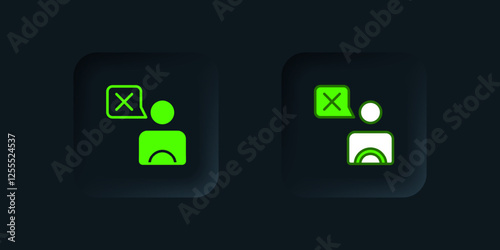 Green Taxi driver icon isolated on black background. Black square button. Vector