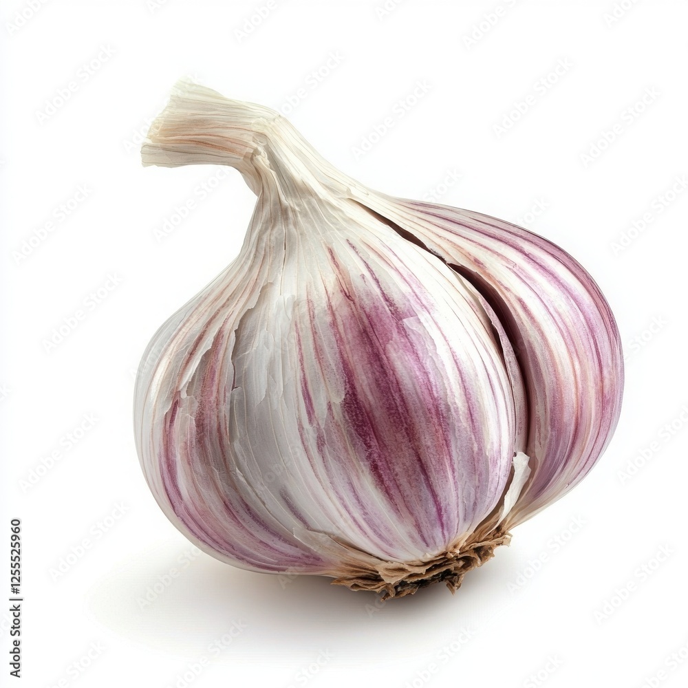 Obraz premium Single Garlic Bulb Isolated On White Background