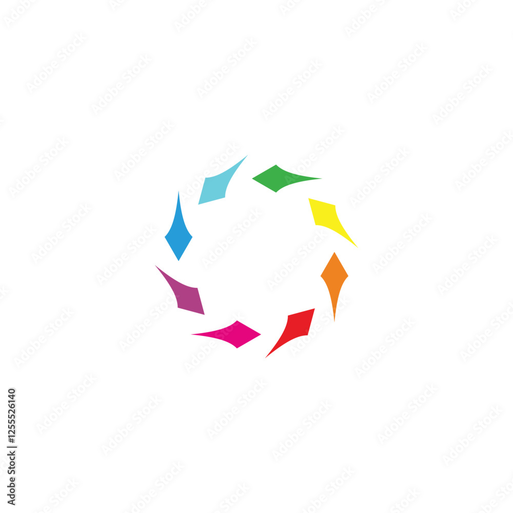 Arrows, rounded, figure, colorful geometric symbol simple logo vector