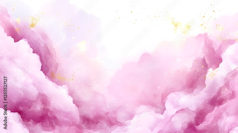 Fototapeta premium Soft pastel pink and gold watercolor background with bokeh effect for design and artistic applications