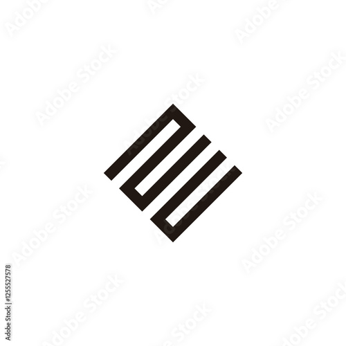 Letter NU square, line geometric symbol simple logo vector