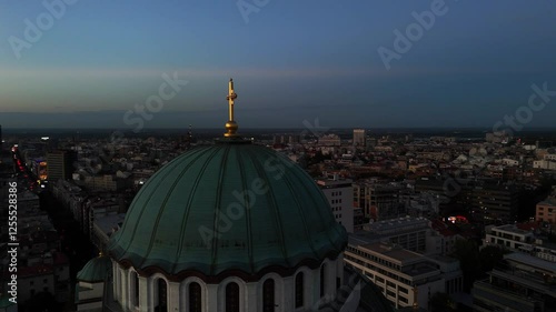 Temple with illumination in the twilight