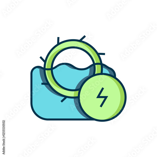 Filled outline Water mill icon isolated on white background. Water wheel energy. Hydro power turbine wheel. Flat filled outline style with shadow. Vector