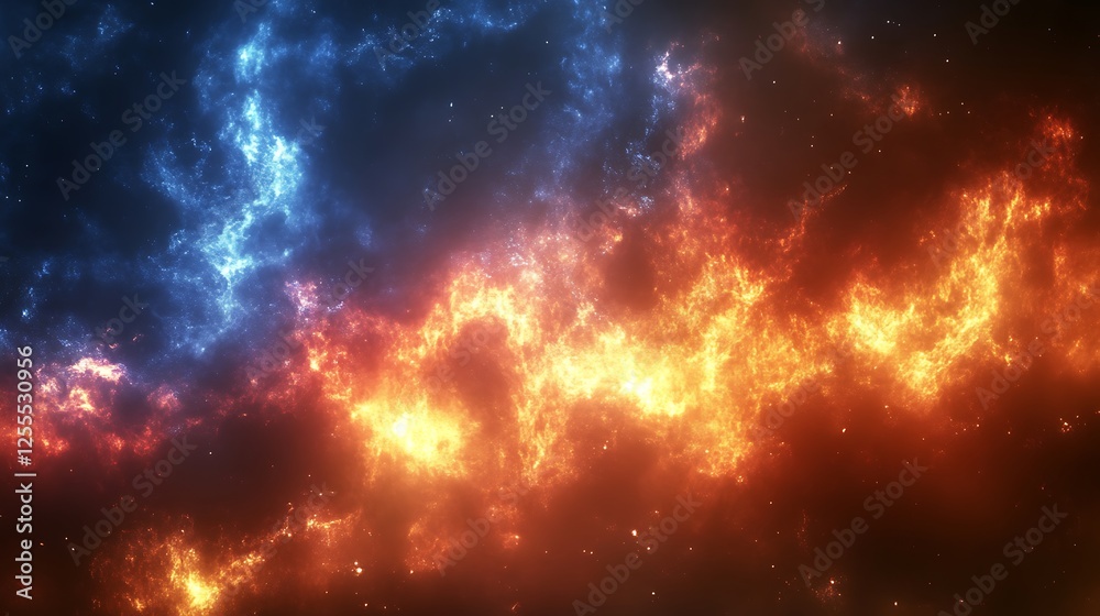 Fototapeta premium Celestial Fire And Ice Cosmic Nebula
