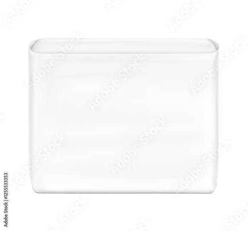 Packaging bag mockup. Suite for the presentation of pads, diaper, wet wipes, etc. Vector illustration isolated on white background. Half side view. Ready for your design. EPS10.