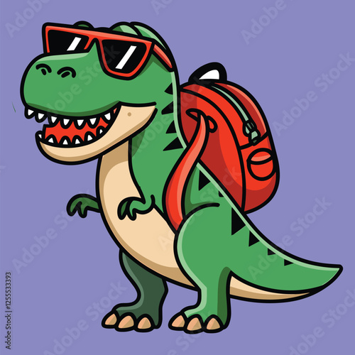 Backtoschool dino Vector Illustration