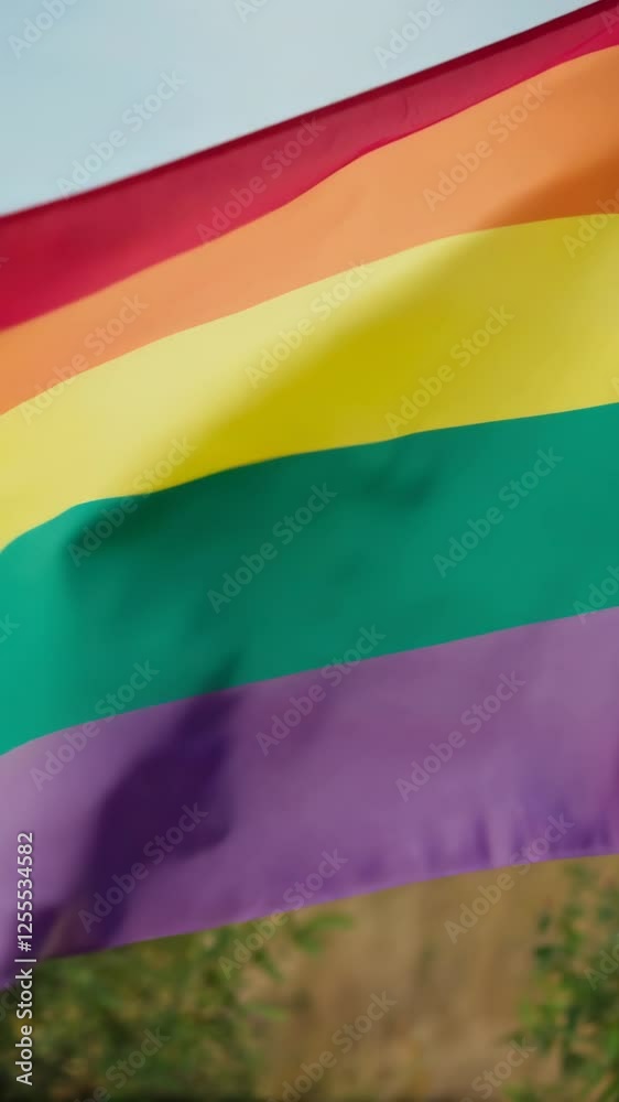 Rainbow Pride Flag Waving in the Wind: A Symbol of LGBTQ+ Pride and Equality Rainbow Pride Flag Waving in the Wind: A Symbol of LGBTQ+ Pride and Equality