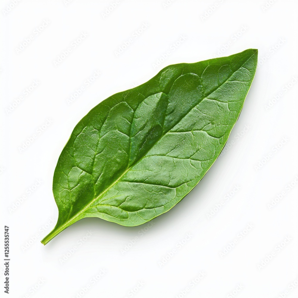 Obraz premium Vibrant Green Leaf On White Background