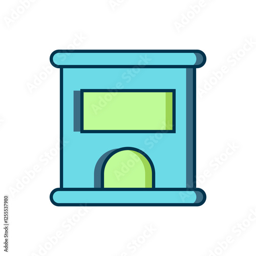 Filled outline Ticket office to buy tickets for train or plane icon isolated on white background. Buying tickets. Ticket service. Flat filled outline style with shadow. Vector