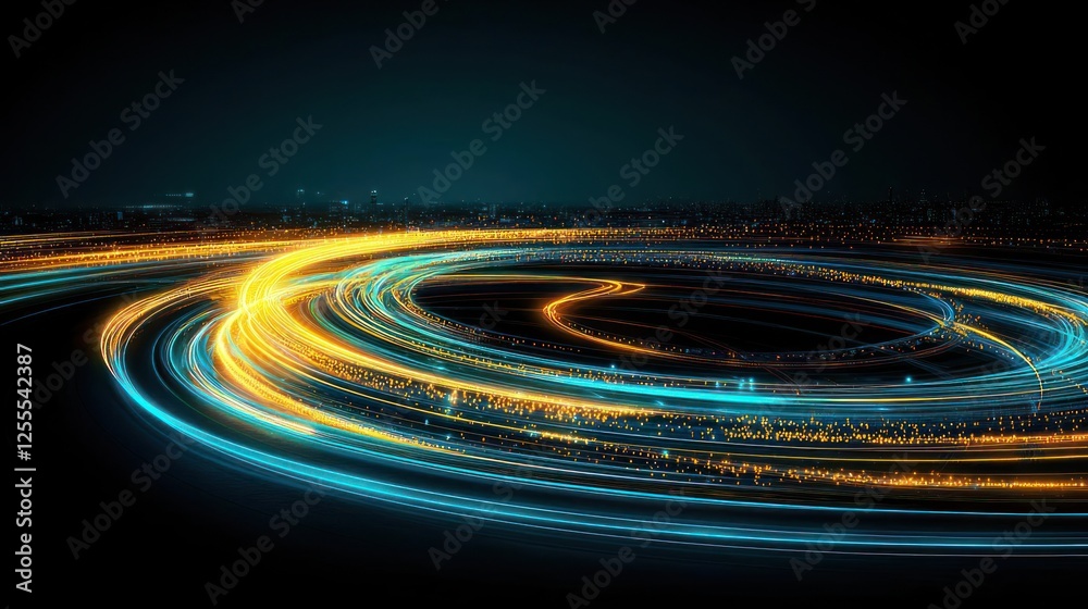 Abstract City Lights Spiral at Night Abstract City Lights Spiral at Night