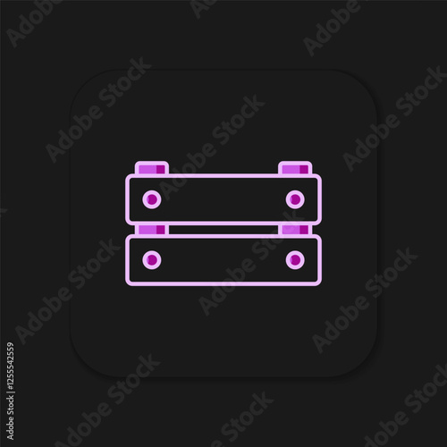Filled outline Wooden box icon isolated on black background. Grocery basket, storehouse crate. Empty wooden container for vegetables, products. Flat filled outline style with shadow. Vector