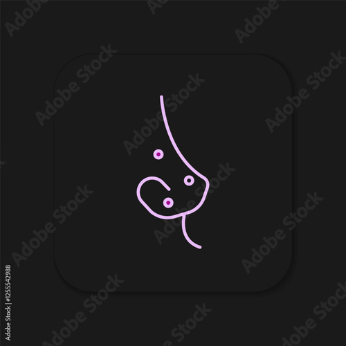 Filled outline Acne icon isolated on black background. Inflamed pimple on the skin. The sebum in the clogged pore promotes the growth of a bacteria. Flat filled outline style with shadow. Vector