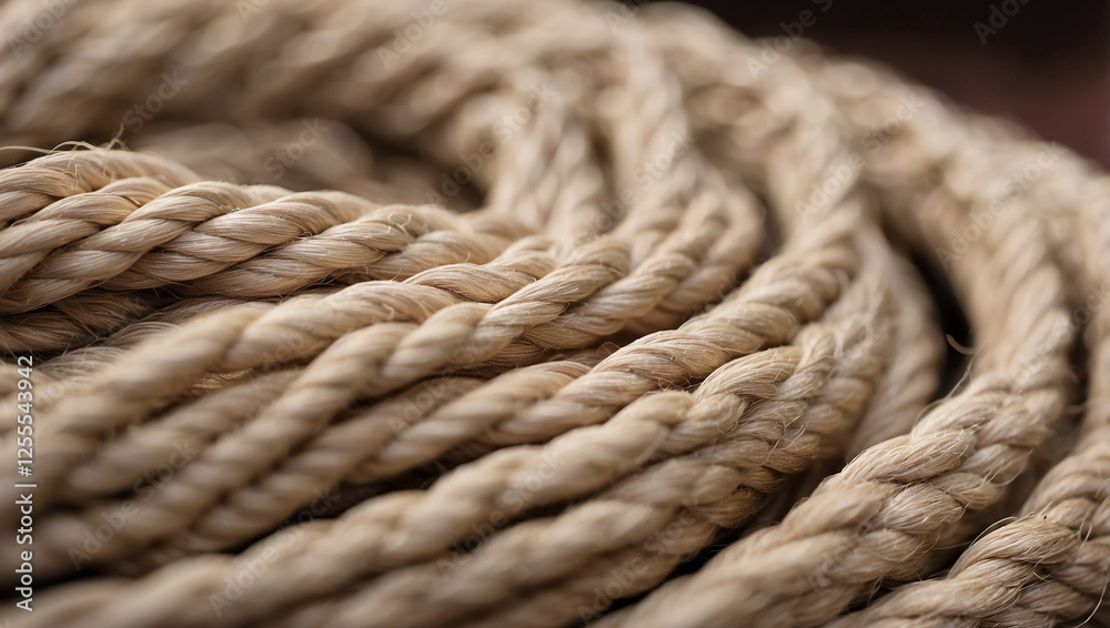 A Closeup View of Tightly Coiled Natural Fiber, Representing Texture and Craftsmanship A Closeup View of Tightly Coiled Natural Fiber, Representing Texture and Craftsmanship