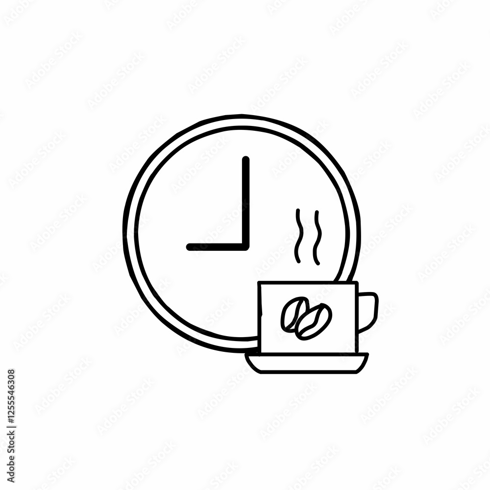 Coffee Break line icon. linear style sign for mobile concept and web design. Coffee cup and clock outline vector icon. Coffee Break line icon. linear style sign for mobile concept and web design. Coffee cup and clock outline vector icon.