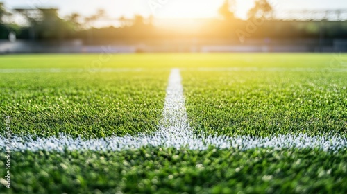 Closeup image of natural green grass socer field