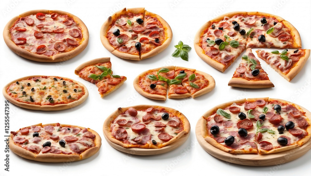 Another Collection of Pizza Isolated on White for Culinary Art Another Collection of Pizza Isolated on White for Culinary Art