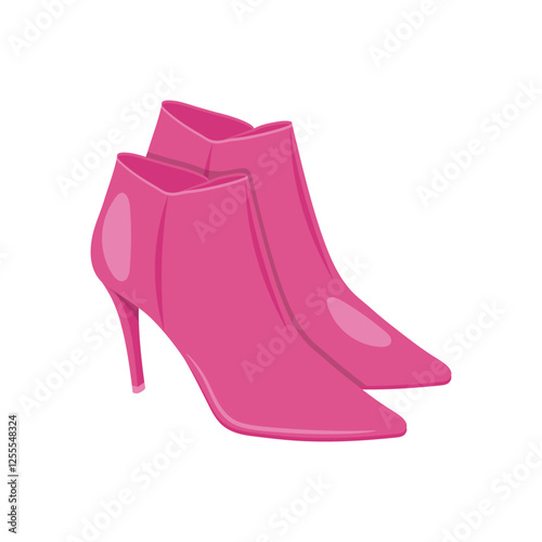 Long Heel Shoes , Autumn Isolated Vector Illustration