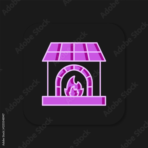 Filled outline Blacksmith oven icon isolated on black background. Flat filled outline style with shadow. Vector