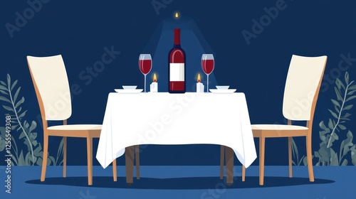 Romantic dinner for two at a restaurant photo