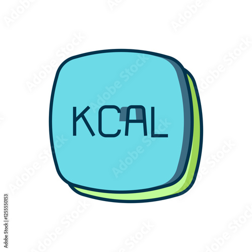 Filled outline Kcal icon isolated on isolated on white background. Health food. Flat filled outline style with shadow. Vector