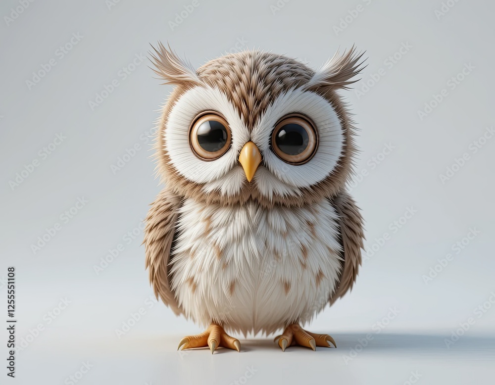 Obraz premium A beautiful cute blue owl. 3d render