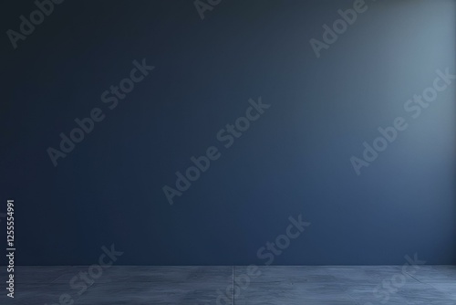 Empty Minimalist Room With Dark Blue Wall And Light Blue Floor