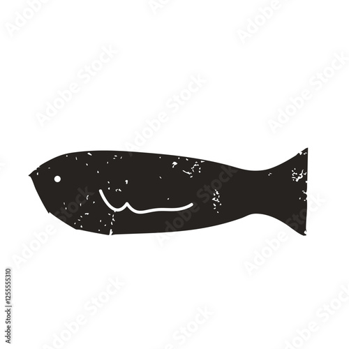 Simple fish. Sardine textured element. Salmon or anchovy silhouettes. Undersea animal. Vector hand drawn cutout collage illustration isolated on white background.