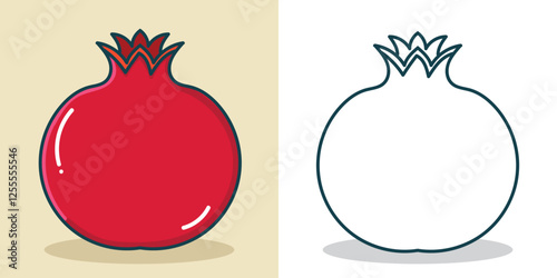 a simple Pomegranate illustration for a design element or coloring book element