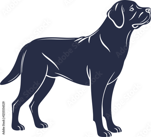 A Labrador retriever silhouette on white background