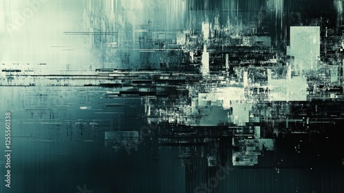 Minimal Abstract Digital Glitch Background in Cool Tones
