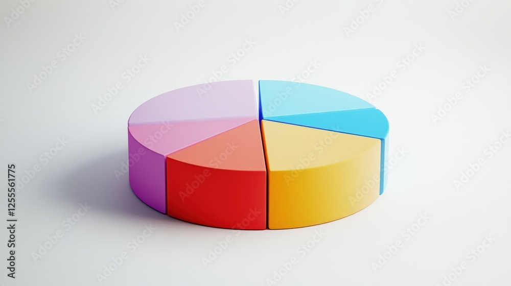Colorful 3D Pie Chart on White Background Colorful 3D Pie Chart on White Background