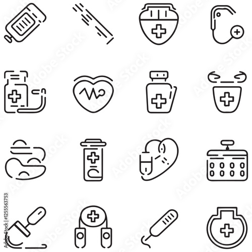 Medical and medicine line icons collection. Thin outline icons pack. UI icon collection. Set of line web pictogram