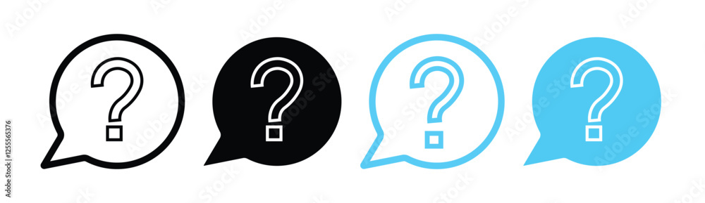 Question mark set of vector isolated icons. Question mark icon symbol. Help sign speech bubbles. Chat question icon.
Question mark set of vector isolated icons. Question mark icon symbol. Help sign speech bubbles. Chat question icon.