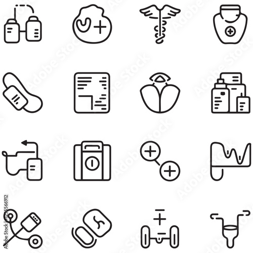 Medical and medicine line icons collection. Thin outline icons pack. UI icon collection. Set of line web pictogram