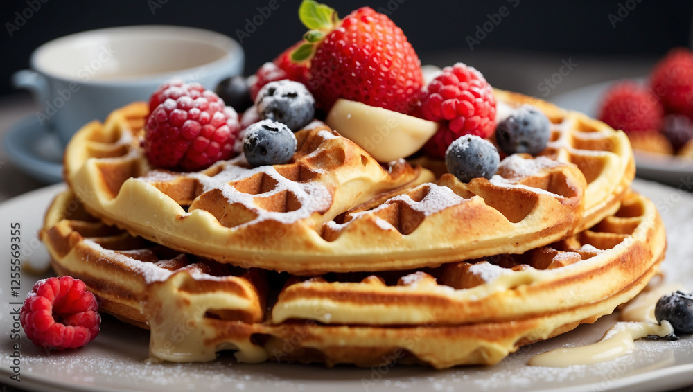 Delicious Waffles Ready to Serve with a Touch of Sweetness Delicious Waffles Ready to Serve with a Touch of Sweetness