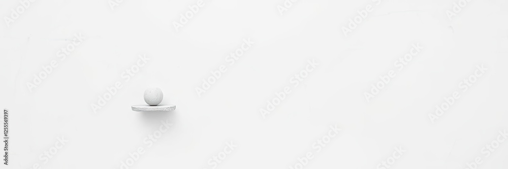 Minimalist White Sphere on Modern Concrete Shelf Clean Interior Design Background Minimalist White Sphere on Modern Concrete Shelf Clean Interior Design Background
